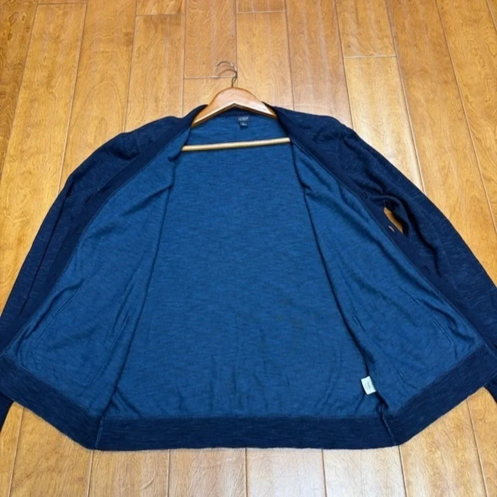 J CREW New York Mens Blue Cotton Cardigan Size L Classic Button Preppy Academia